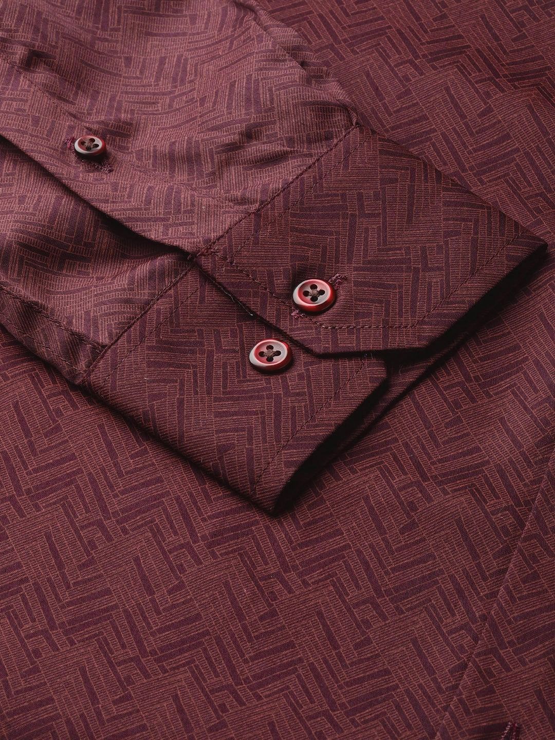 Men Maroon Prints Pure Cotton Slim Fit Formal Shirt