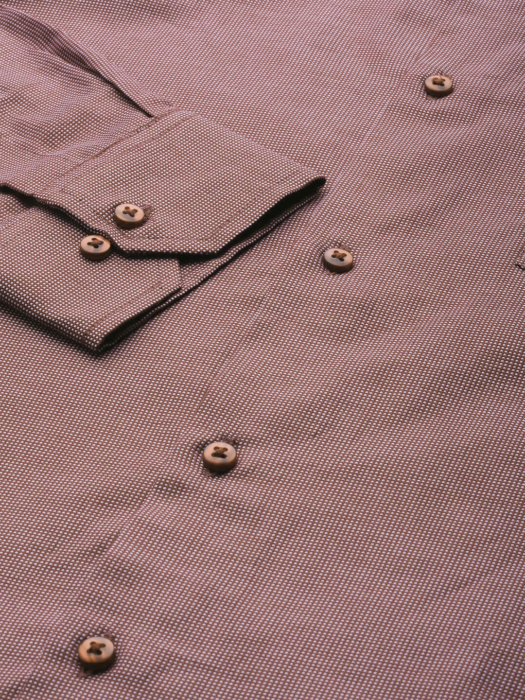 Men Maroon Solid Self Design Pure Cotton Slim Fit Formal Shirt