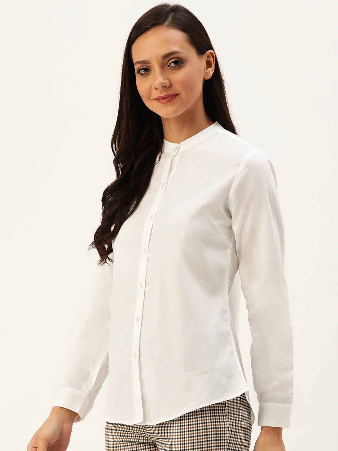 Women White Solids Pure Cotton Slim Fit Formal Shirt