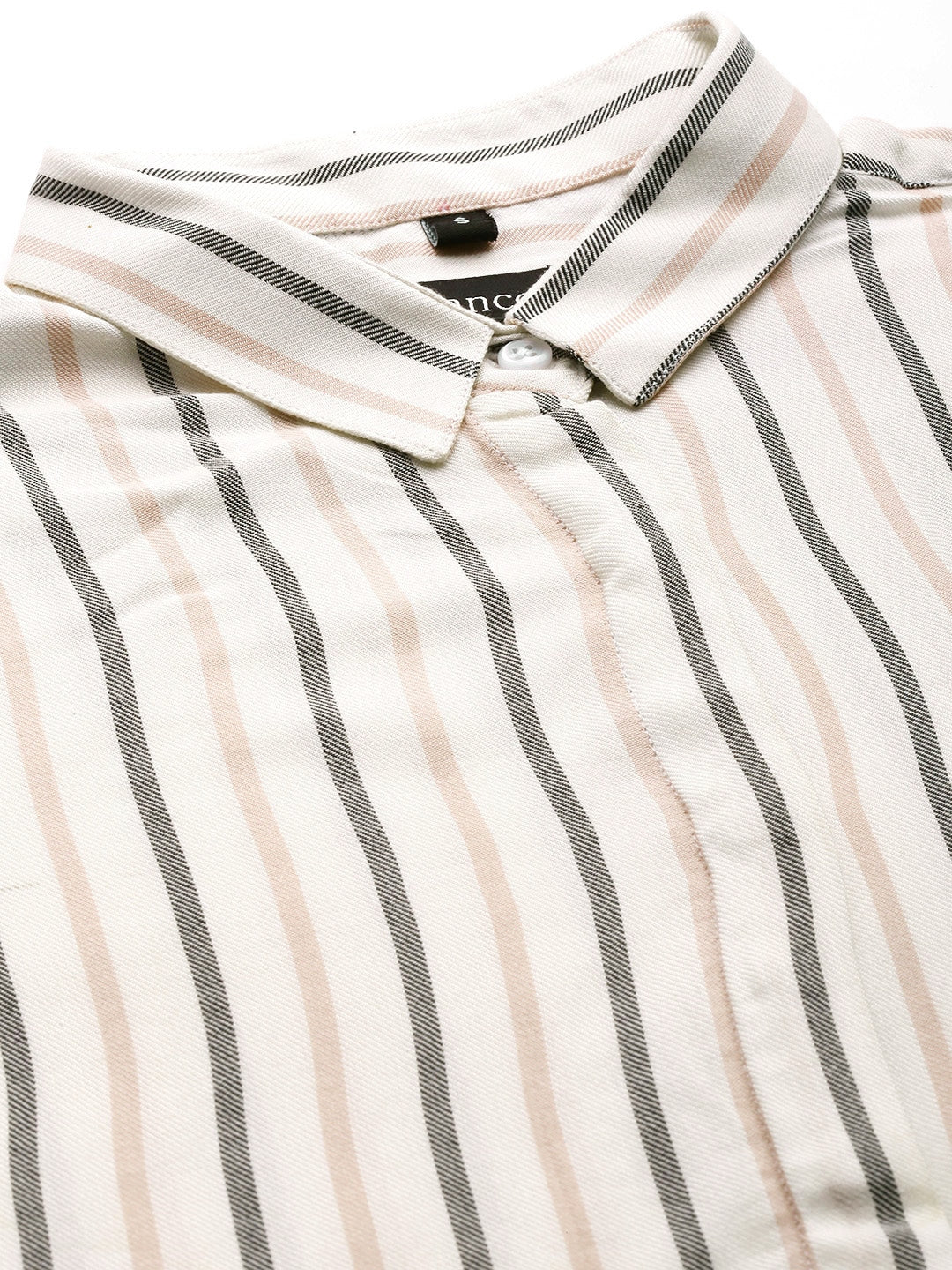 Women White Stripes Viscose Rayon Slim Fit Formal Shirt