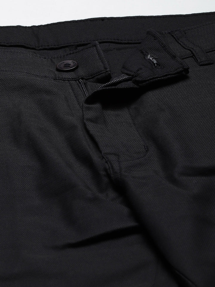Men Black Solids Cotton Elastene Slim Fit Formal Trouser