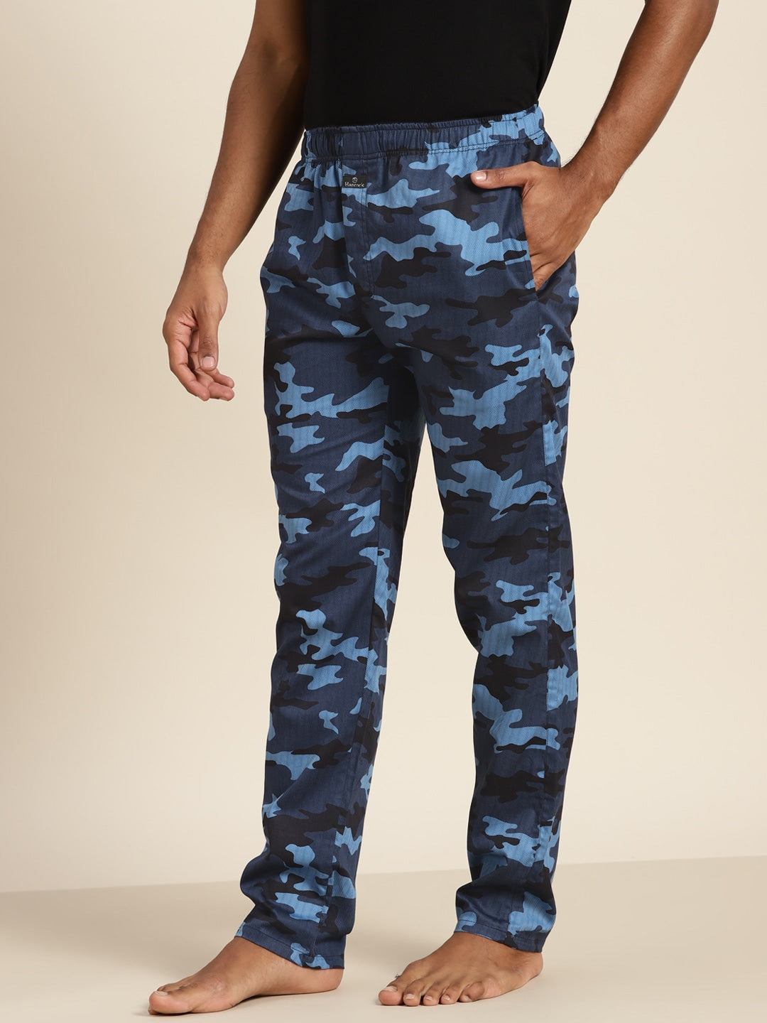 Men Blue & Navy Prints Pure Cotton Relaxed Fit Casual Lounge Pant