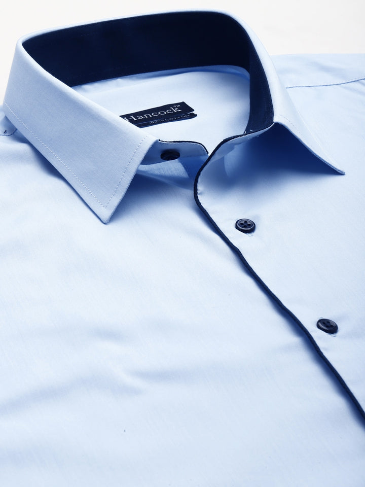 Men Sky Solid Pure Cotton Slim Fit Formal Shirt