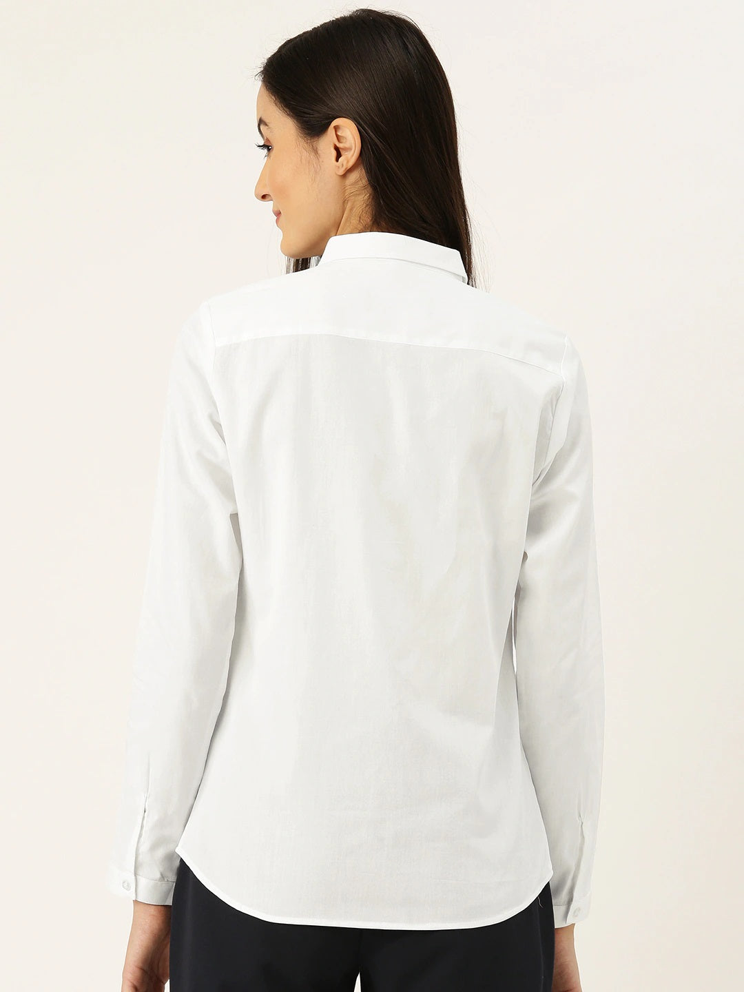 Women White Solids Pure Cotton Slim Fit Formal Shirt