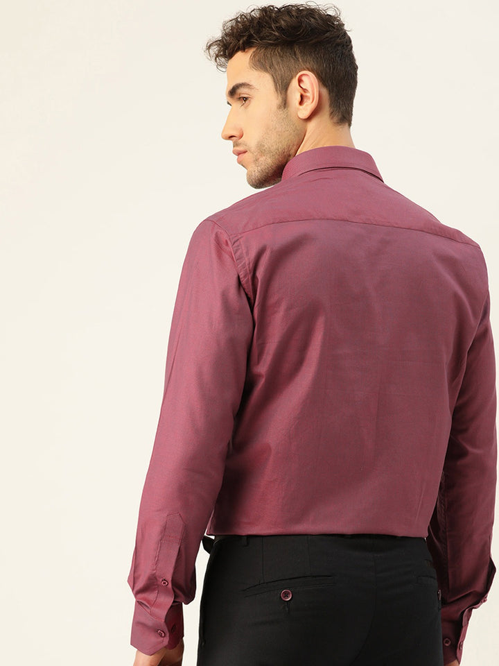 Men Purple Solids Pure Cotton Slim Fit Formal Shirt